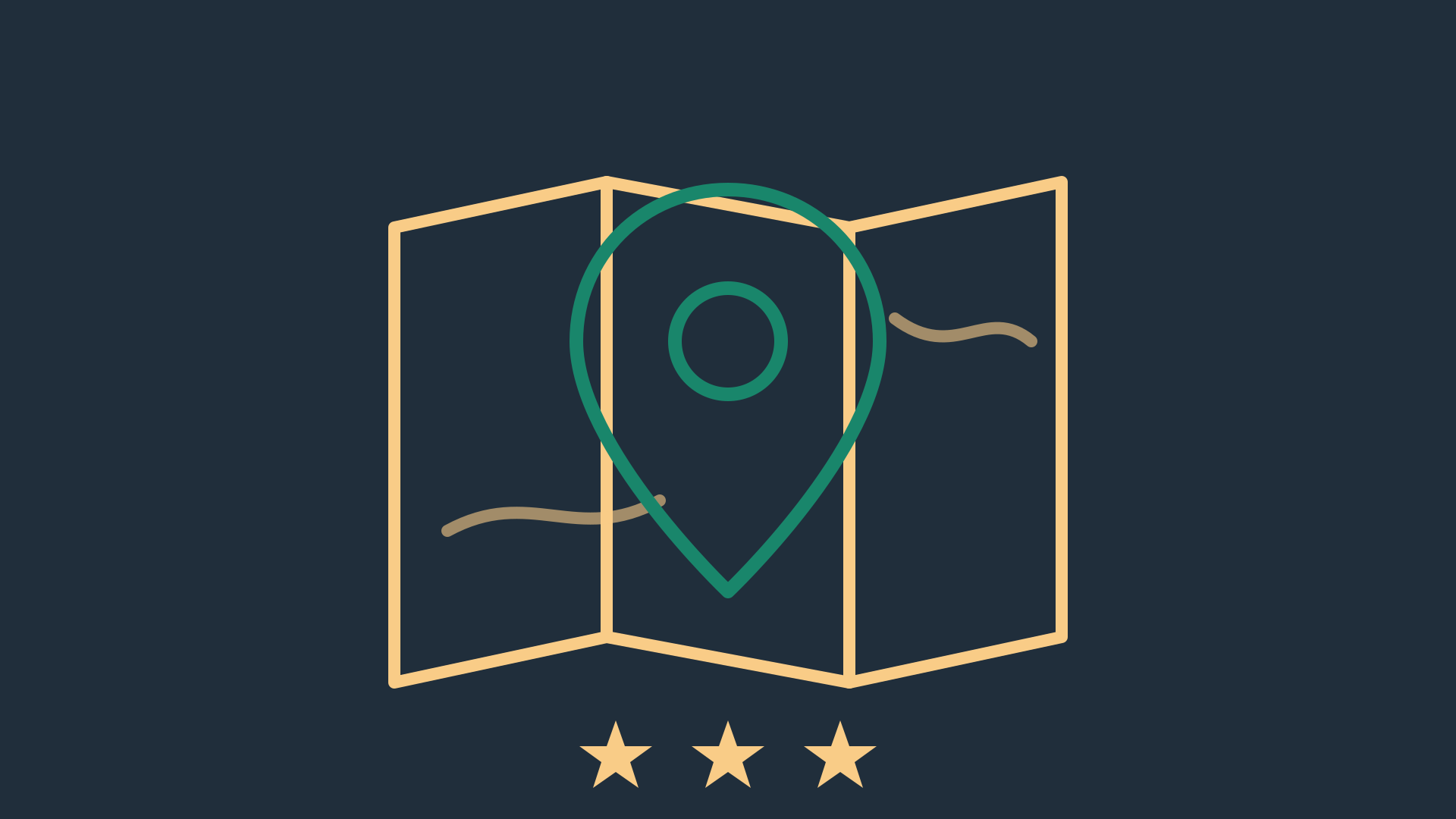 Local SEO Illustration: Standort-Pin auf einer Karte mit Bewertungssternen