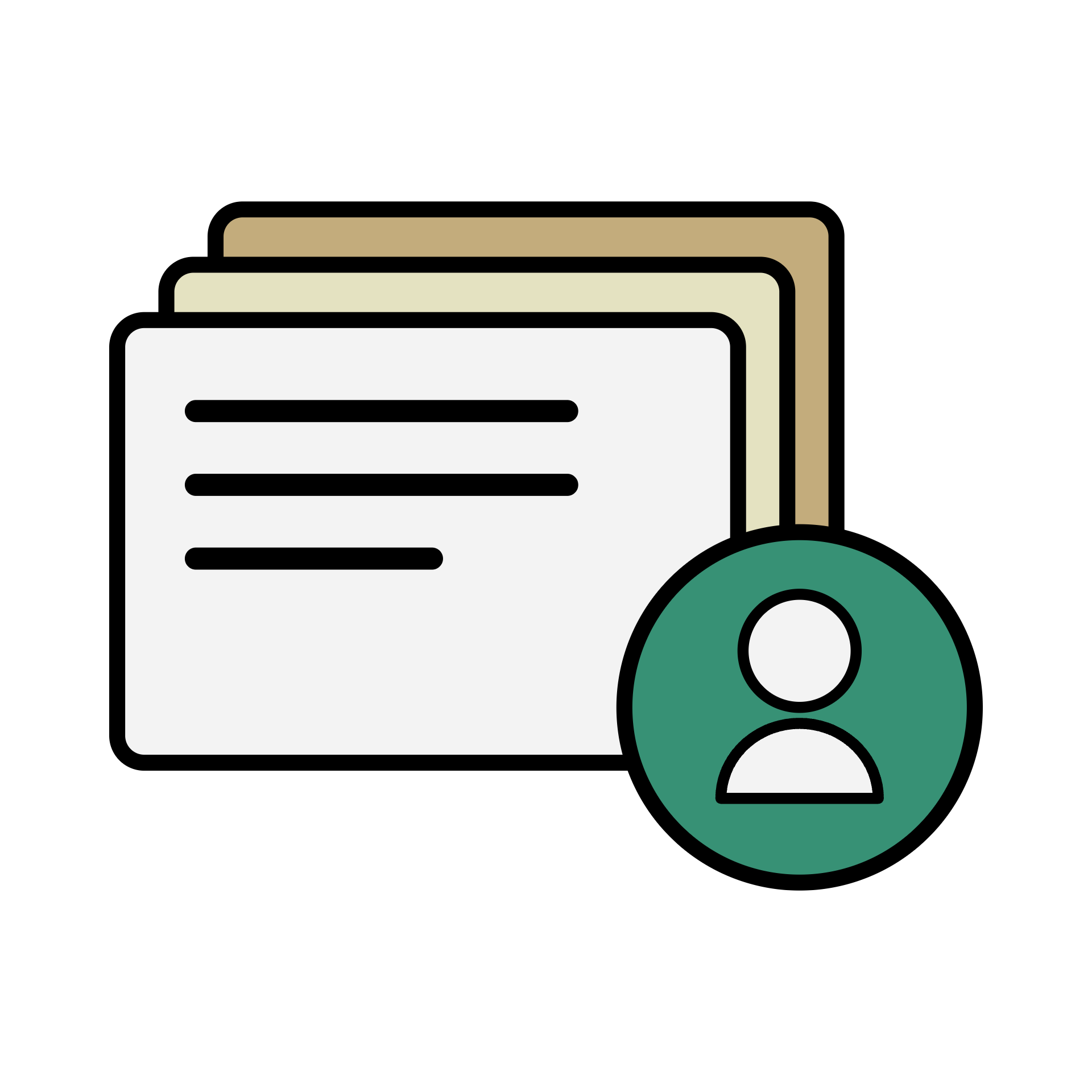 Illustration: Stapel aus Aufgabenkarten mit einer Person als Symbolbild für die Zusammenarbeit mit einem SEO Freelancer